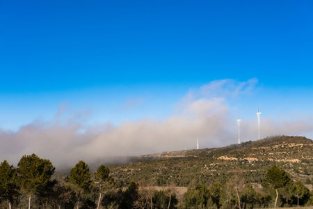 wind turbines in rural area in Spain
