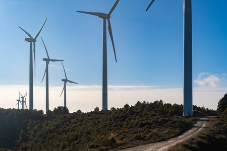 wind turbines in rural area in Spain