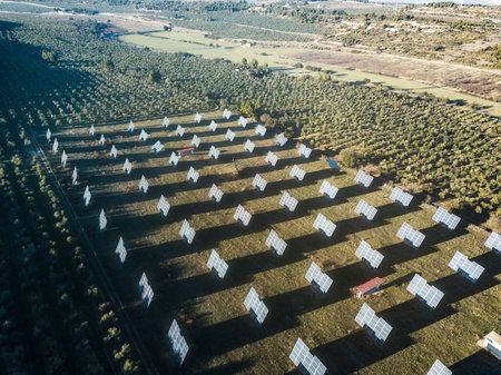 solar panels in a rural landscape in Spain