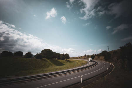 high speed highway with little trafficの写真素材