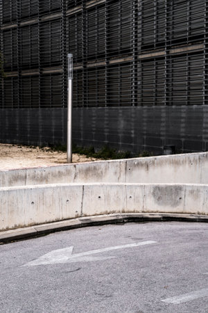 traffic sign with an arrow in a streetの写真素材