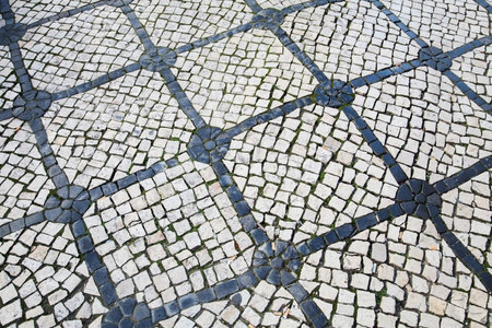 sidewalk with stones