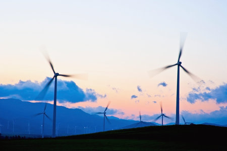 Windmills in a wind farm in Spain