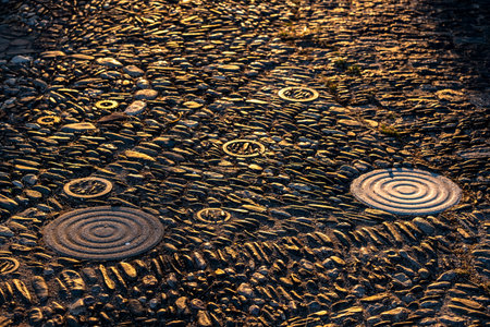 pattern with various construction and industrial elementsの写真素材