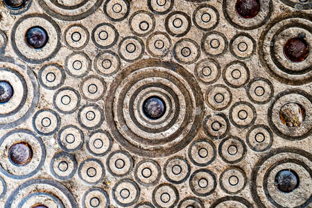 abstract detail of the ground in a park in Montjuic in Barcelonaの写真素材