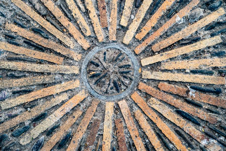 abstract detail of the ground in a park in Montjuic in Barcelonaの写真素材