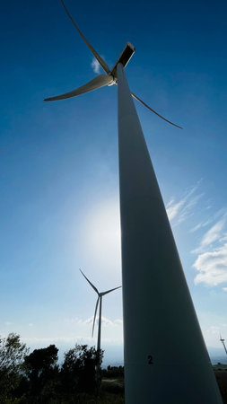 Green energy produced with windmills in the mountains of Catalonia