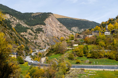 Highway in the Pyrenees in Andorra during the fall
