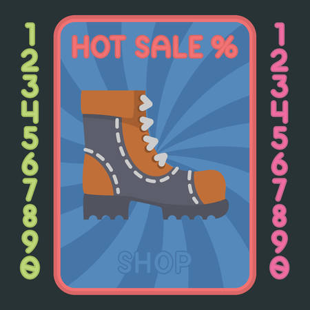 Leather boot flat design colorful icon. Vector hot sale label.のイラスト素材