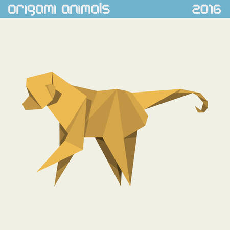 Origami monkey. clear simple flat illustration. New Year 2016のイラスト素材