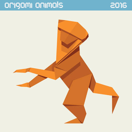 Origami monkey. clear simple flat illustration. New Year 2016のイラスト素材