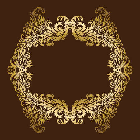 Vintage luxurious ornate floral gold frameのイラスト素材