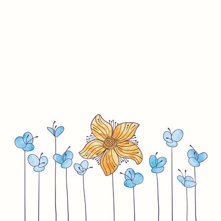 watercolor flower border. Hand draw romantic floral illustrationのイラスト素材