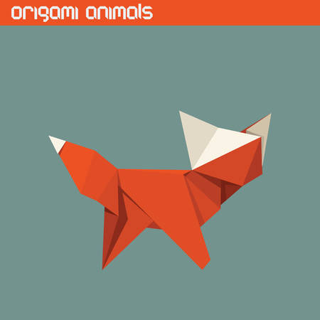 Vector origami isolated animal. Cute triangle Foxのイラスト素材