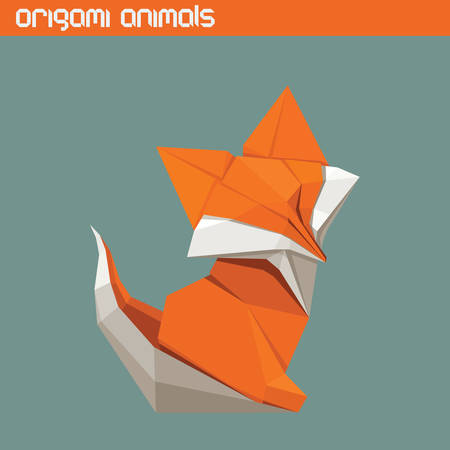 Vector origami isolated animal. Cute triangle Foxのイラスト素材