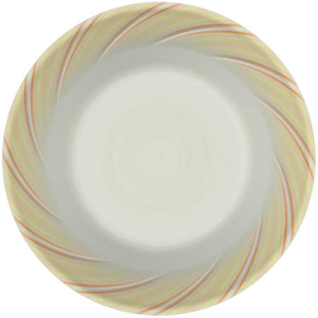 Isolated empty round glazed plate with swirl decorative frameの写真素材