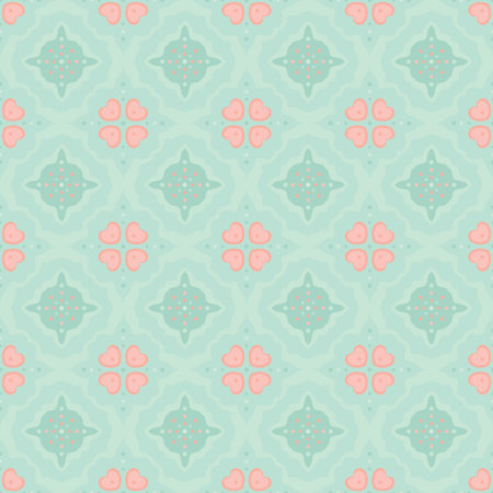 Cute vintage seamless pattern with rose and dots. Abstract flat design.