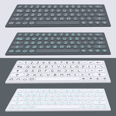 Vector flat modern keyboard, alphabet round buttons. Material designのイラスト素材