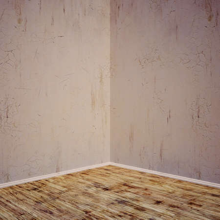 Grunge interior concrete wall and wood floor. Room for display or montage product.の写真素材