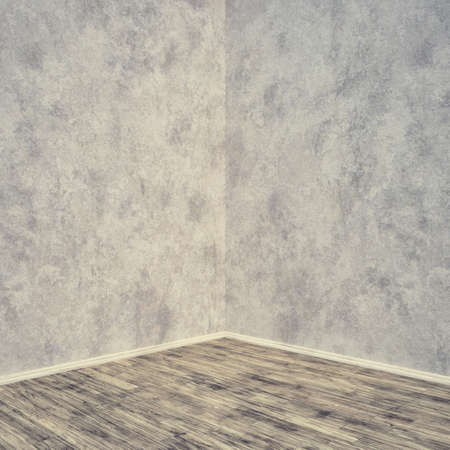 Grunge interior concrete wall and wood floor. Room for display or montage product.の写真素材