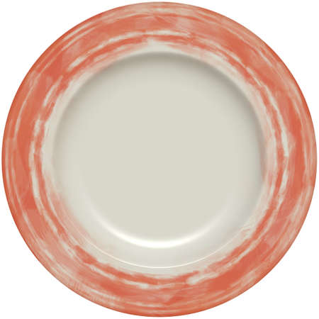 Isolated empty round glazed dish plate with artistic painting decorative frameの写真素材
