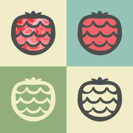 outline strawberry food icon with watercolor fill. Elements for mobile concepts and web apps. Modern info graphic and pictograph.のイラスト素材