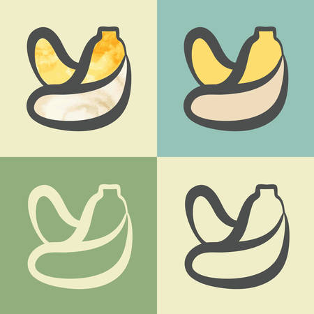 outline banana food icon with watercolor fill. Elements for mobile concepts and web apps. Modern info graphic and pictograph.のイラスト素材