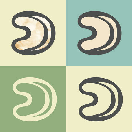 Vector outline cashew food icon with watercolor fill. Elements for mobile concepts and web apps. Modern infographic logo and pictogram.のイラスト素材