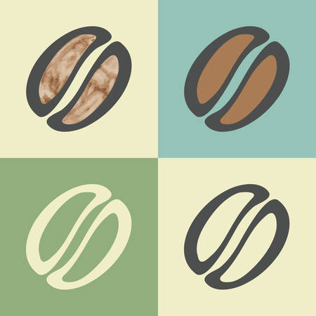 Vector outline coffee bean food icon with watercolor fill. Elements for mobile concepts and web apps. Modern infographic logo and pictogram.のイラスト素材