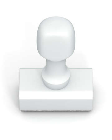 Isolated new white plastic rubber stamps on white background. Office mockup.の写真素材