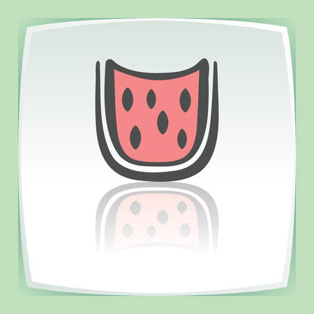 Vector outline watermelon slice fruit food icon on white flat square plate. Elements for mobile concepts and web apps. Modern infographic logo and pictogram.のイラスト素材