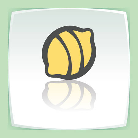 Vector outline lemon or lime fruit food icon on white flat square plate. Elements for mobile concepts and web apps. Modern infographic logo and pictogram.のイラスト素材