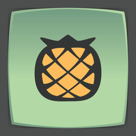 Vector outline pineapple fruit food icon on green flat square plate. Elements for mobile concepts and web apps. Modern infographic logo and pictogram.のイラスト素材