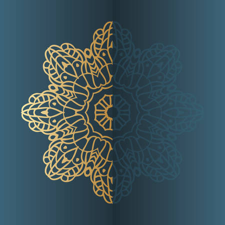 Vector vintage gold Mandala sign frame. Ethnic decorative elements. Oriental pattern, vector illustration. Arabic, Indian, turkish, pakistan, chinese, ottoman motifのイラスト素材