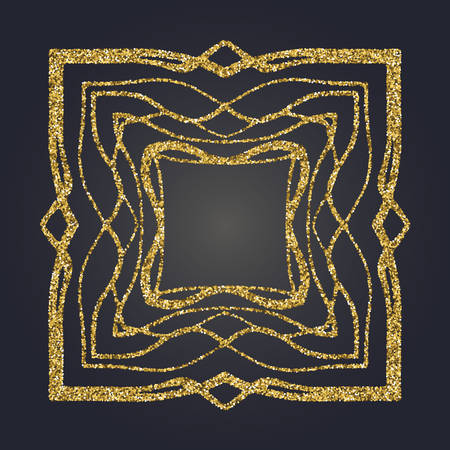 Art Nouveau gold glitter elegant smooth lines decorative rectangle vector frame for design. Art Deco style fine border ornamentのイラスト素材