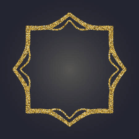 Art Nouveau gold glitter elegant smooth lines decorative rectangle vector frame for design. Art Deco style fine border ornamentのイラスト素材