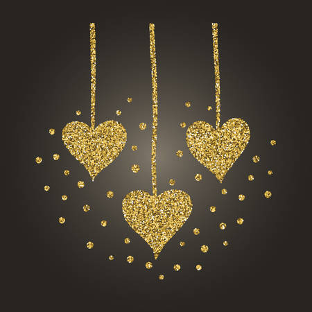 A brilliant gold glitter in the form of a hand drawn love heart symbol.のイラスト素材