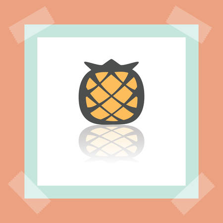 Vector outline pineapple fruit food icon on white sticker. Elements for mobile concepts and web apps. Modern infographic logo and pictogram.のイラスト素材