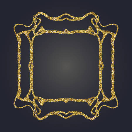 Art Nouveau jeweled gold glittering vector frame. Art Deco style fine border ornament. Luxurious design.のイラスト素材