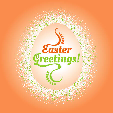 Composition with a colorful confetti frame around a big Easter egg with a congratulatory text inside. Celebration post card with borderのイラスト素材