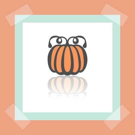 Vector outline pumpkin food icon on white sticker. Elements for mobile concepts and web apps. Modern infographic logo and pictogram.のイラスト素材