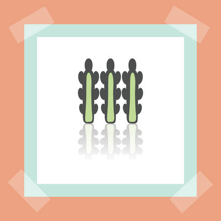 Outline asparagus food icon on white sticker. Elements for mobile concepts and web apps. Modern infographic and pictogram.のイラスト素材