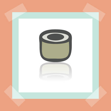 Vector outline sushi rice roll japan food icon on white sticker. Elements for mobile concepts and web apps.のイラスト素材