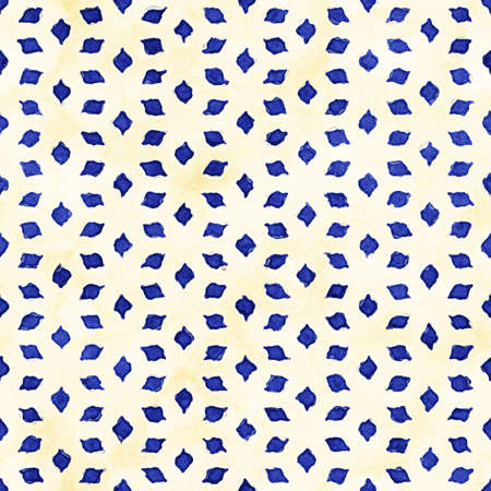 Native batik watercolor artistic blue and white pattern. Ethnic boho style. Seamless hand drawn tribal square texture.の写真素材