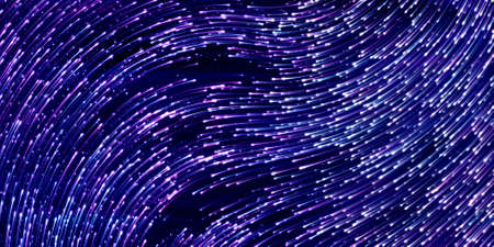 Wide-format header with flying swarm of fireflies in the night and glowing tracks. Dark background with shining star tracksの写真素材