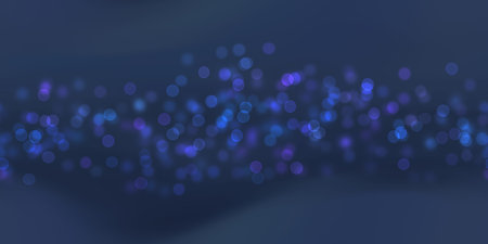 Glow bokeh spray background. Abstract colorful horizontal hero header with glitter particles with...