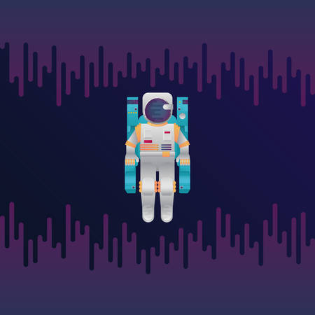 Abstract digital cosmonaut in space suit icon with dribbles in flat style.のイラスト素材