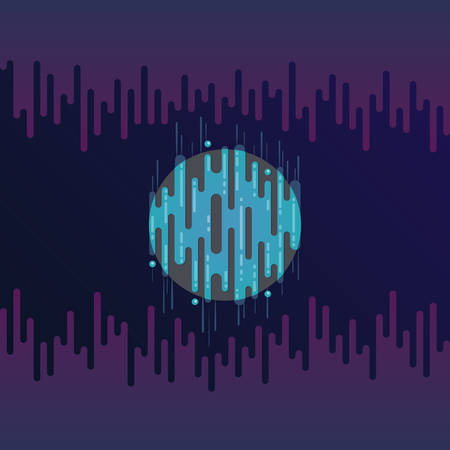 Abstract digital blue planet icon with dribbles in flat styleのイラスト素材