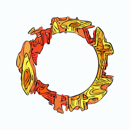 Abstract colorful circle graffiti background. Urban style vector illustration. Round frame or banner with place for textのイラスト素材