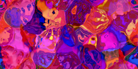 Seamless horizontal texture with abstract dyed paint in large multi-colored strokes. An organic...